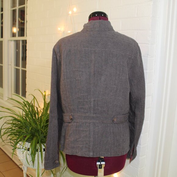 Sigrid Olsen Gray Linen Style Utility Jacket Blazer Size X-Large - Picture 3 of 6